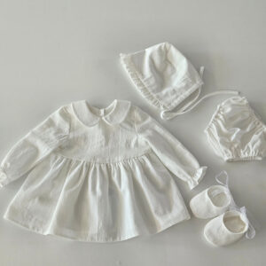 Rochita alba de botez cu guleras